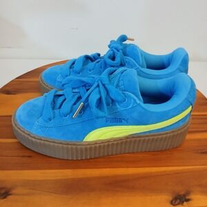 Puma Fenty Shoes Womens 9.5 Blue Suede Rhianna Creeper Phatty Speed 399332-02